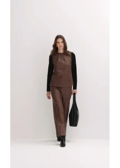 Pantalón de piel sintética Mujer Esenciales|Pantalones