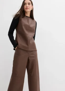 Pantalón de piel sintética Mujer Esenciales|Pantalones