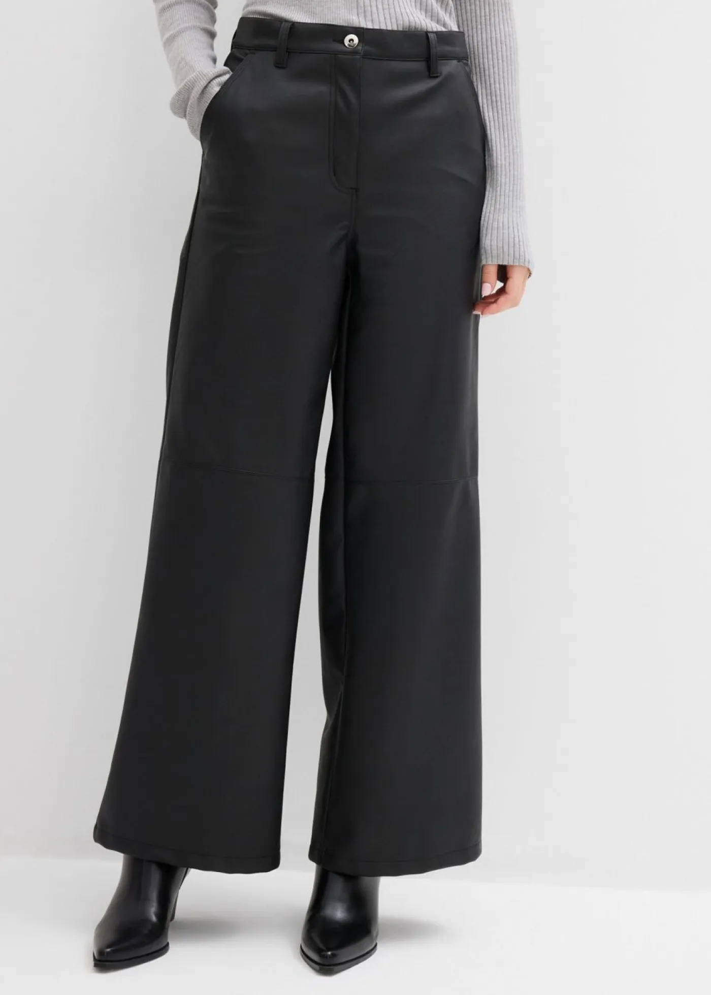 Online Pantalón de piel sintética Mujer Esenciales|Pantalones