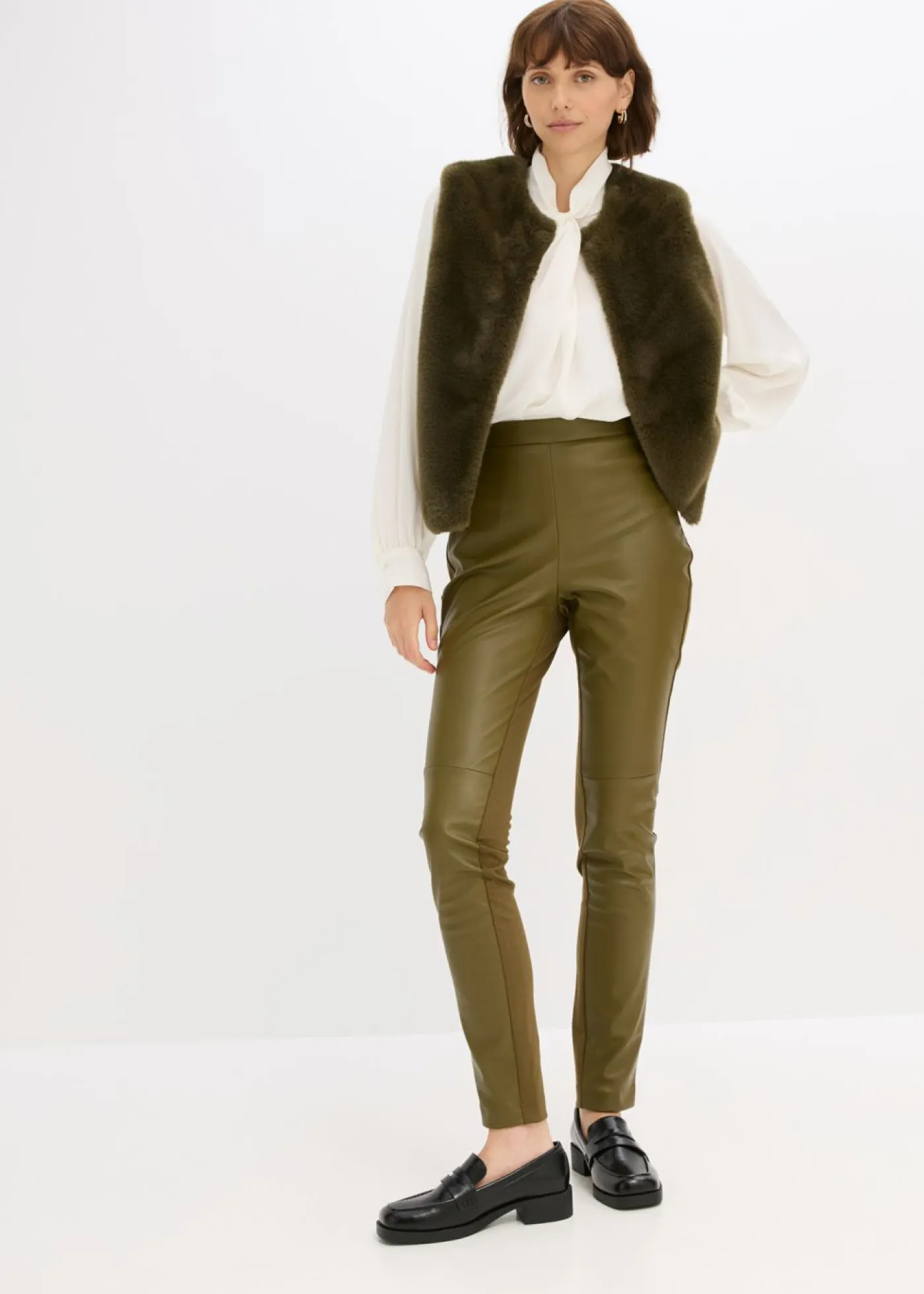Sale Pantalón de piel sintética en mezcla Punto di Roma Mujer Pantalones