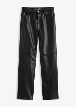 Pantalón de piel sintética con cintura cómoda Mujer Pantalones