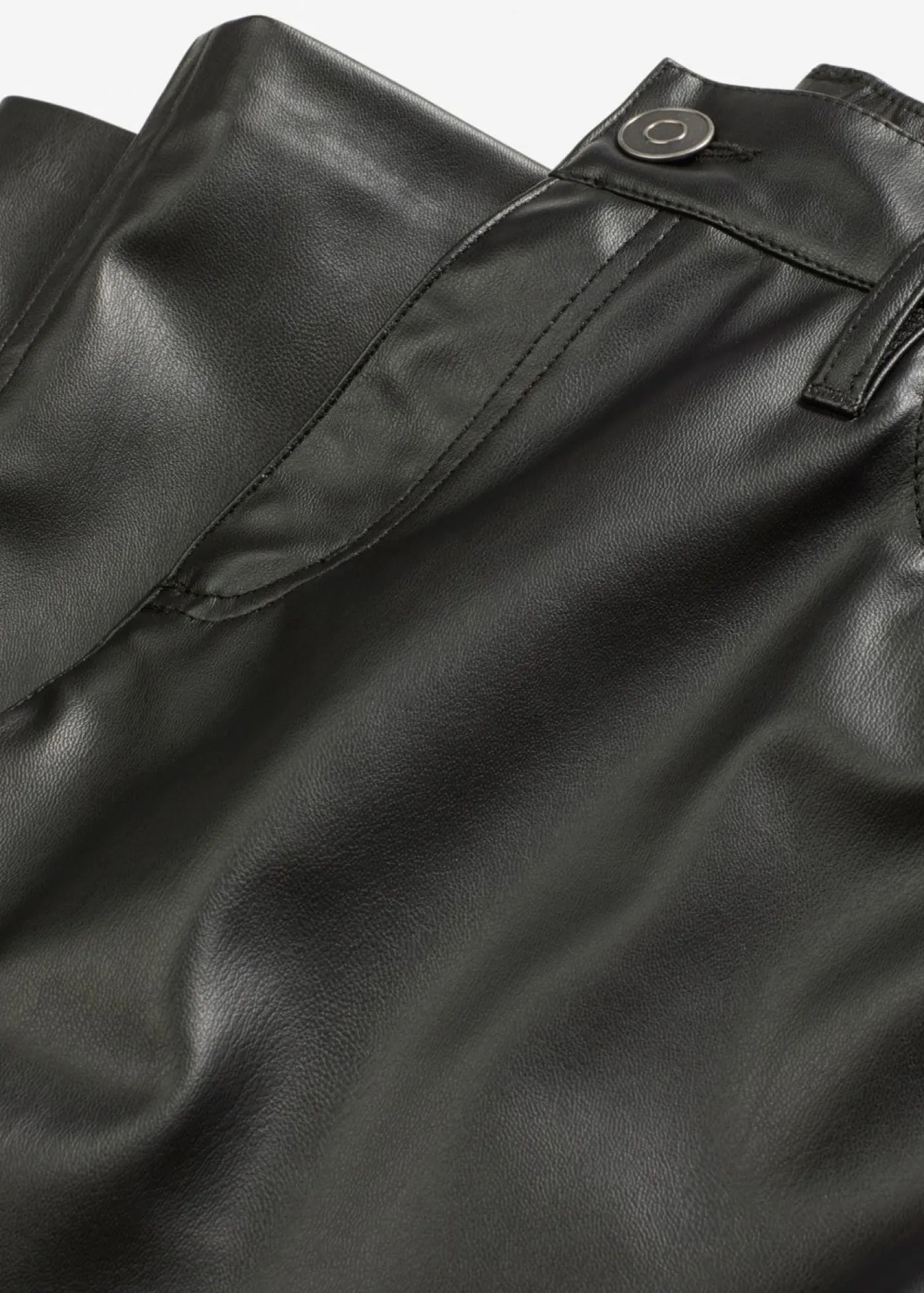 Pantalón de piel sintética con cintura cómoda Mujer Pantalones