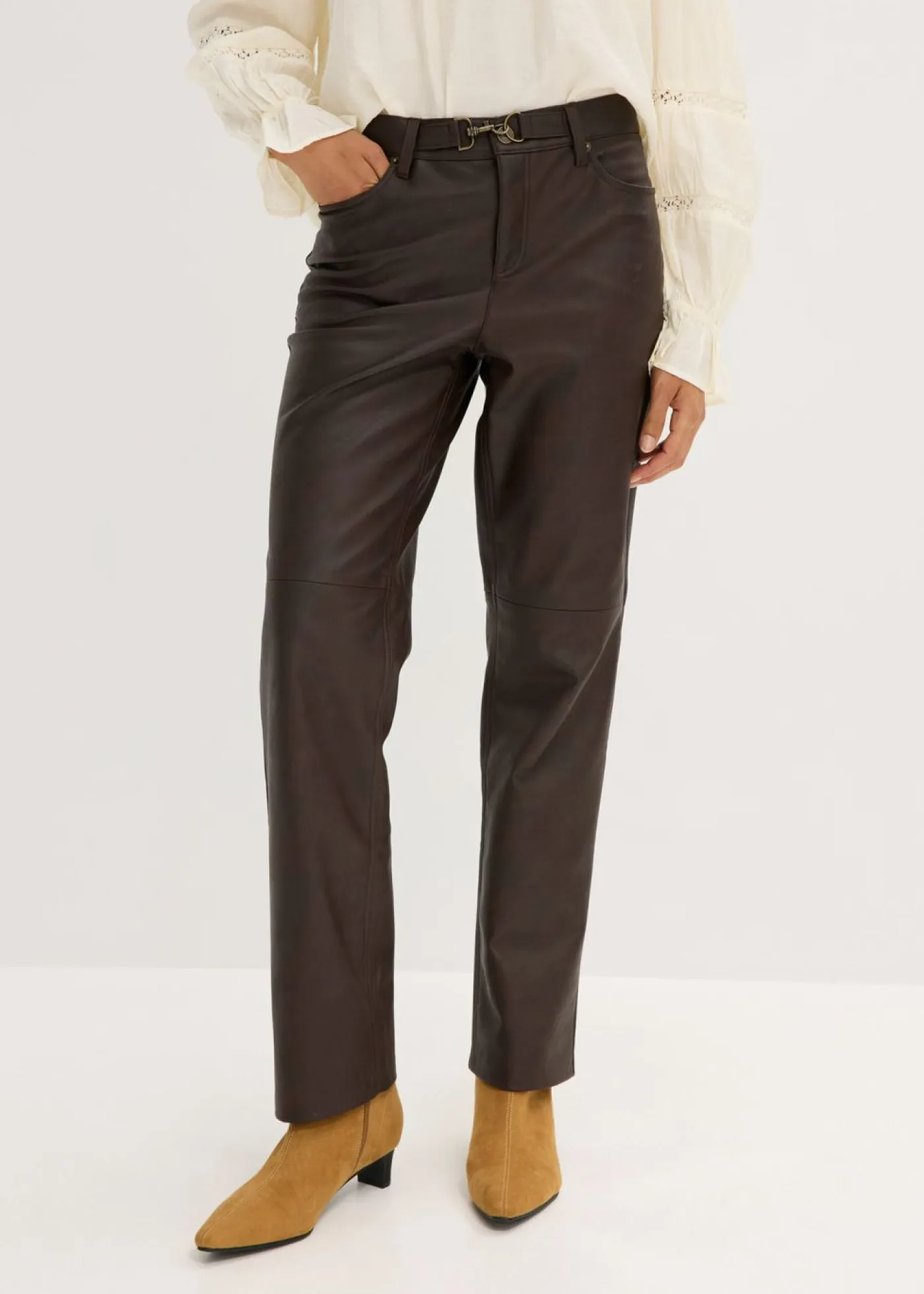 Best Pantalón de piel sintética con efecto desgastado Mujer Pantalones