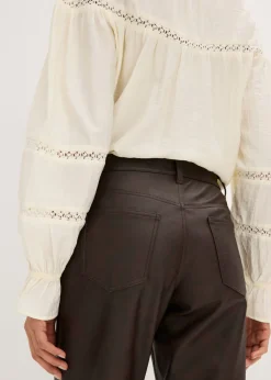 Best Pantalón de piel sintética con efecto desgastado Mujer Pantalones