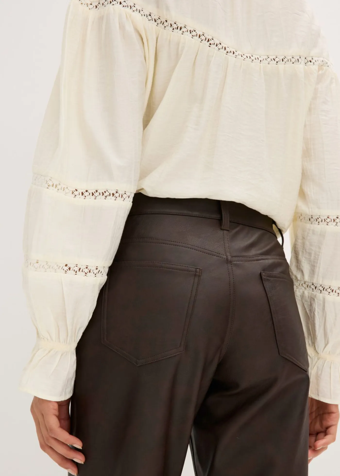 Best Pantalón de piel sintética con efecto desgastado Mujer Pantalones