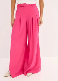 Discount Pantalón de pinzas con cinturón (2 piezas) Mujer Pantalones