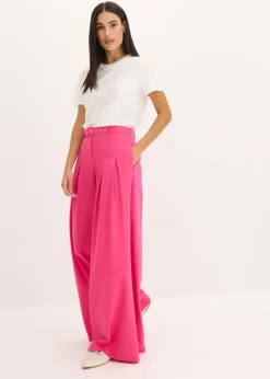 Discount Pantalón de pinzas con cinturón (2 piezas) Mujer Pantalones
