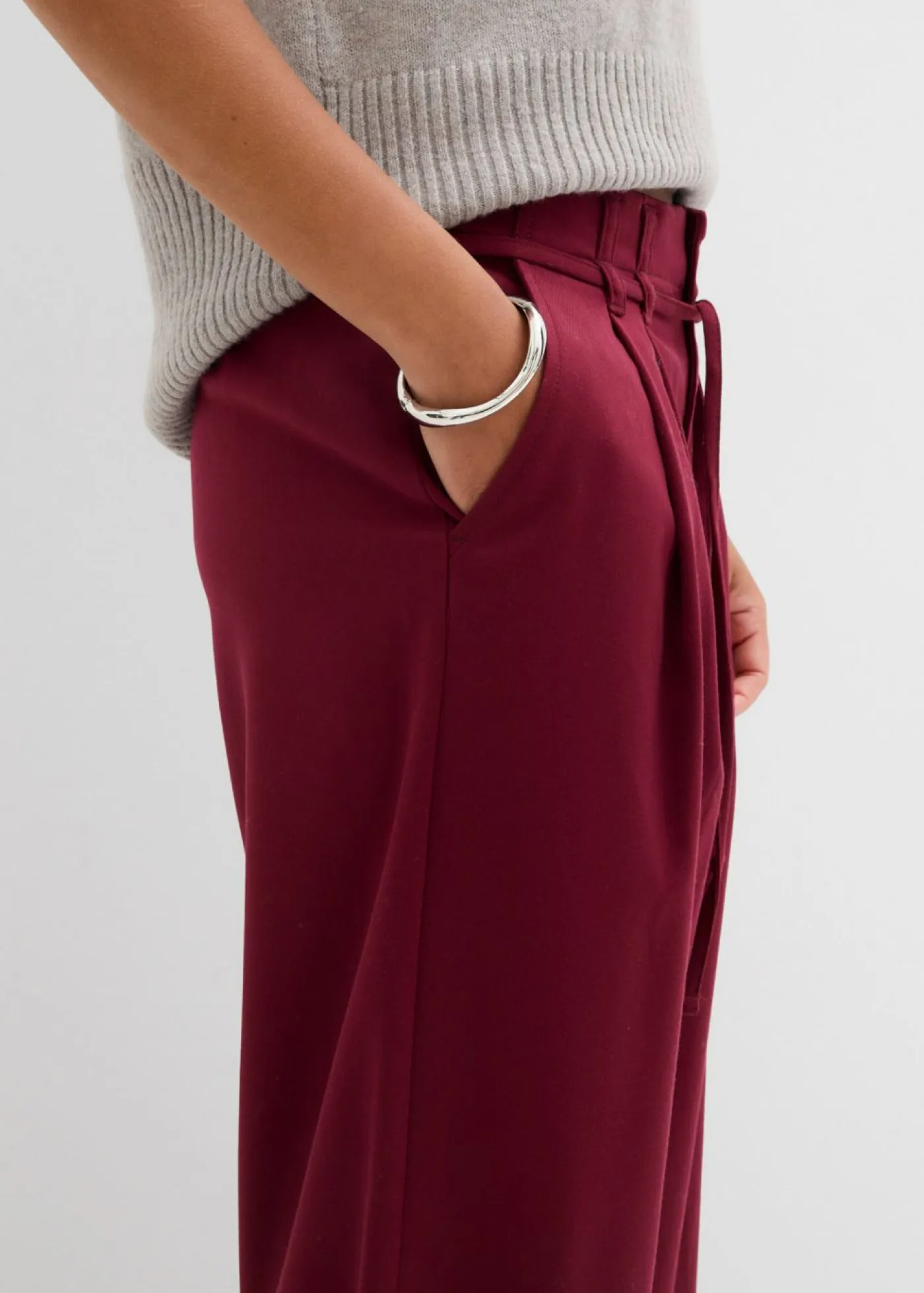 Sale Pantalón de pinzas con cordón Mujer Pantalones