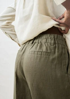 Clearance Pantalón de pinzas de lino puro Mujer Premium|Pantalones