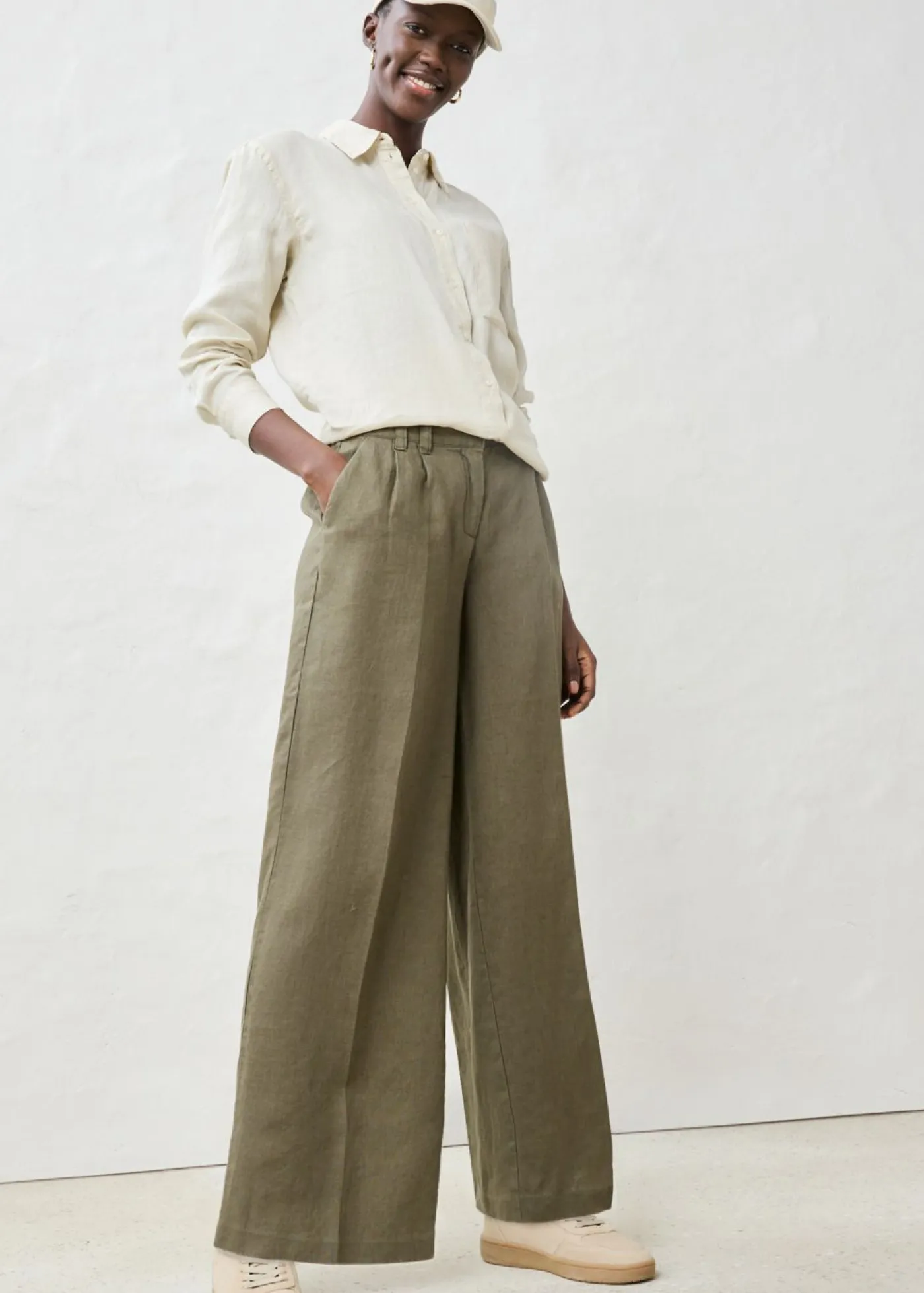 Clearance Pantalón de pinzas de lino puro Mujer Premium|Pantalones