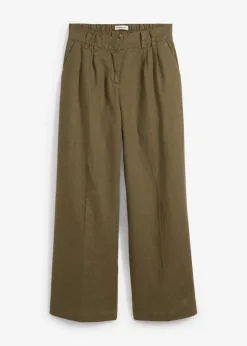 Clearance Pantalón de pinzas de lino puro Mujer Premium|Pantalones