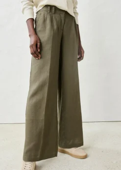 Clearance Pantalón de pinzas de lino puro Mujer Premium|Pantalones