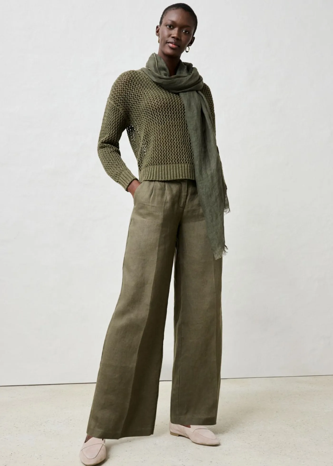 Clearance Pantalón de pinzas de lino puro Mujer Premium|Pantalones