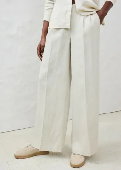 Outlet Pantalón de pinzas de lino puro Mujer Premium|Pantalones