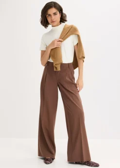 Sale Pantalón de pinzas de mezcla de viscosa fluida Mujer Pantalones