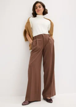 Sale Pantalón de pinzas de mezcla de viscosa fluida Mujer Pantalones