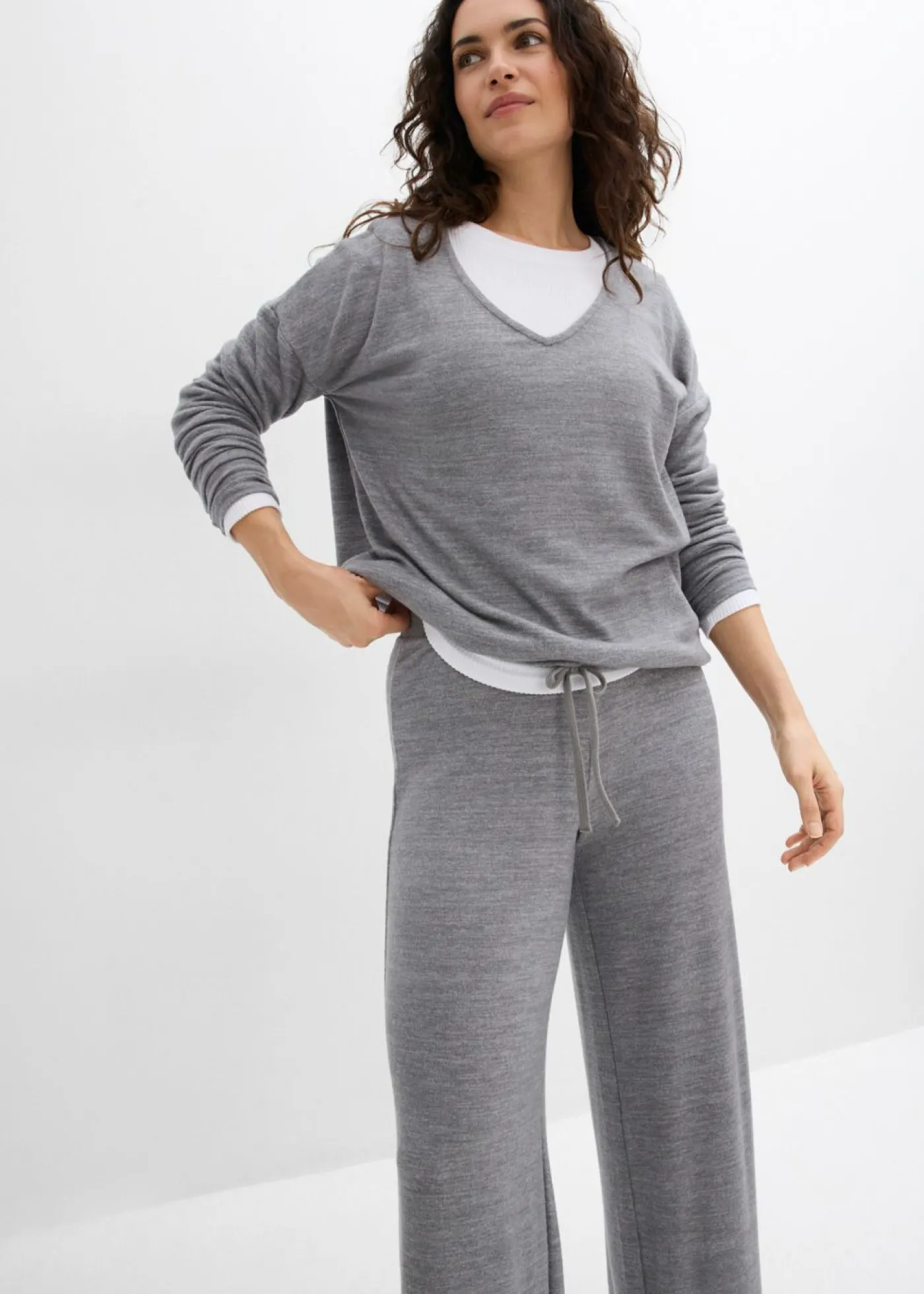 Pantalón de punto con aspecto de punto Mujer Pantalones