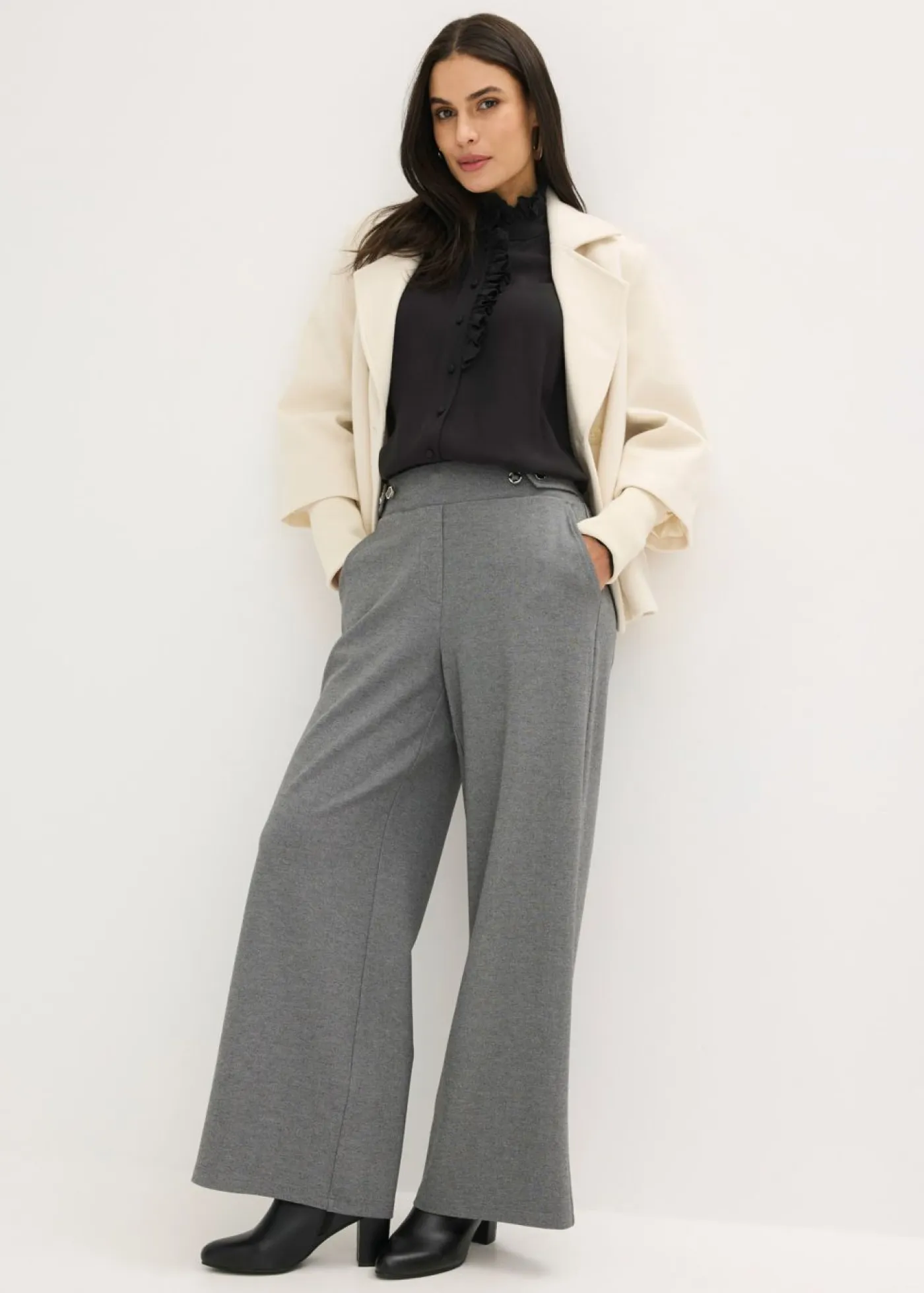 Clearance Pantalón de punto con cierre decorativo Mujer Pantalones