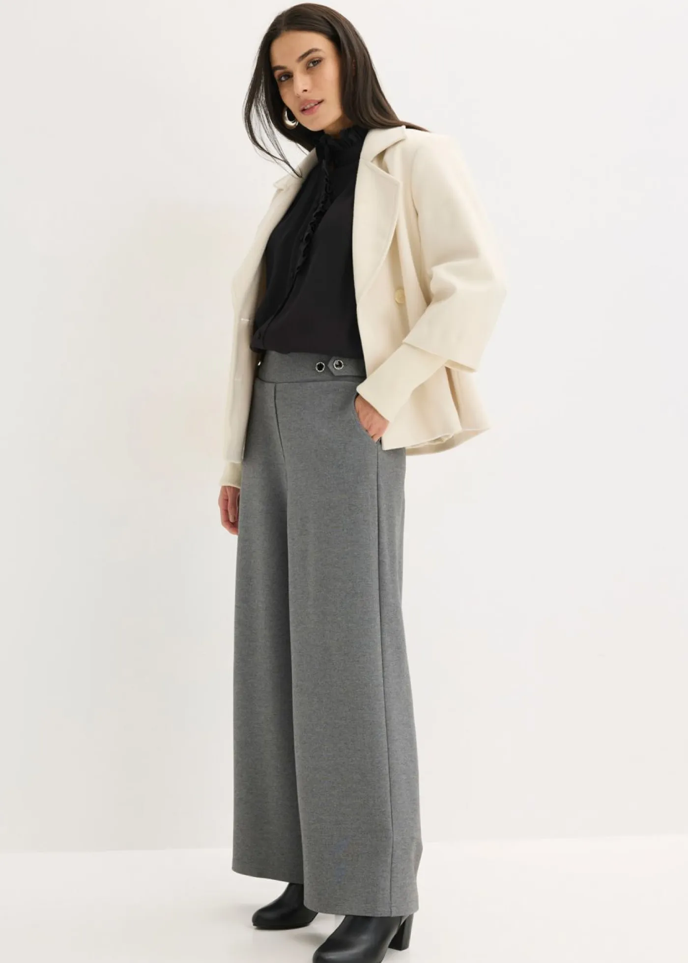 Clearance Pantalón de punto con cierre decorativo Mujer Pantalones