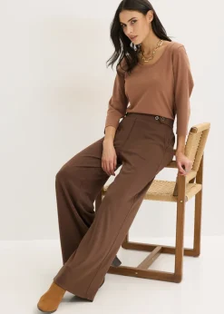 Sale Pantalón de punto con cierre decorativo Mujer Pantalones