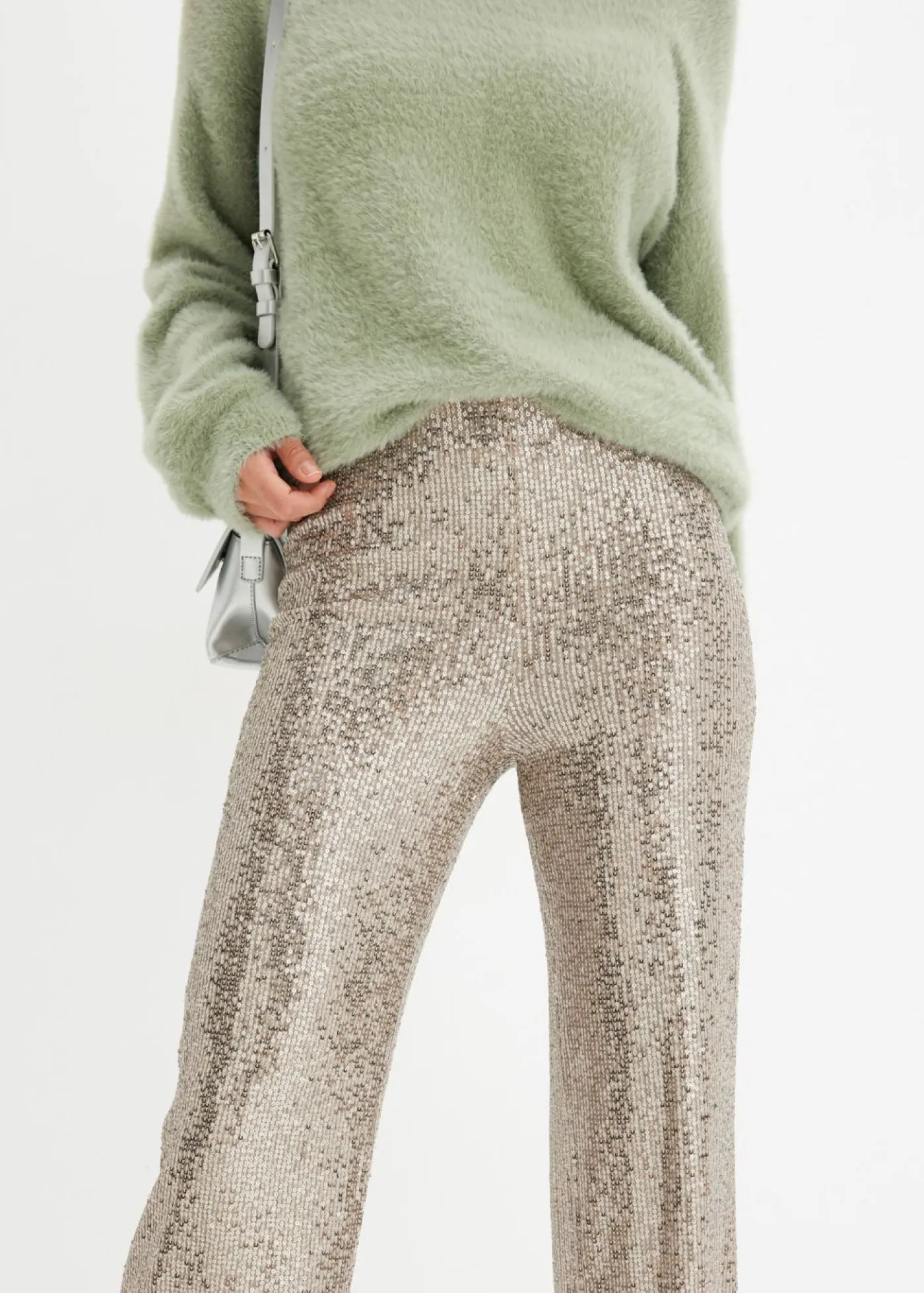 Sale Pantalón de punto con lentejuelas Mujer Pantalones