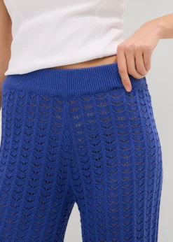 Discount Pantalón de punto con patrón calado Mujer Pantalones
