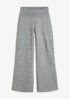 Sale Pantalón de punto con patrón trenzado Mujer Pantalones