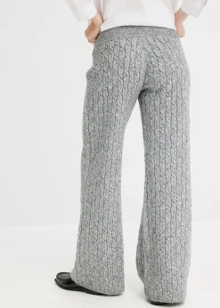 Sale Pantalón de punto con patrón trenzado Mujer Pantalones