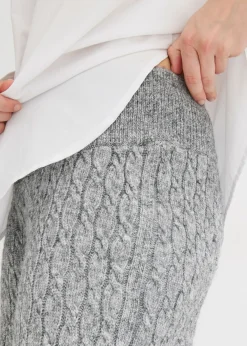 Sale Pantalón de punto con patrón trenzado Mujer Pantalones
