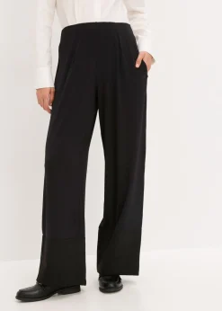 Best Pantalón de punto con ribetes de satén Mujer Pantalones