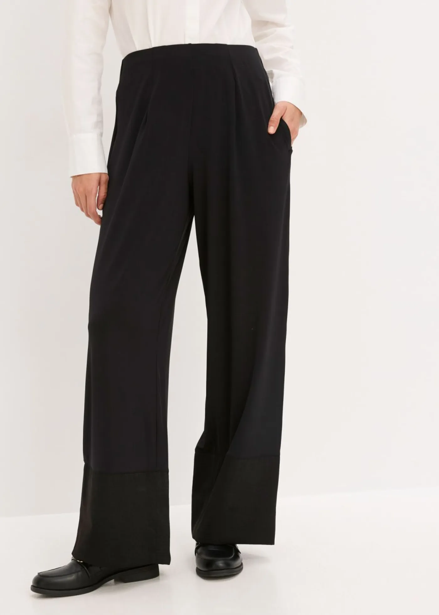 Best Pantalón de punto con ribetes de satén Mujer Pantalones