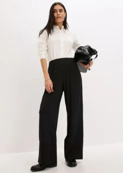 Best Pantalón de punto con ribetes de satén Mujer Pantalones