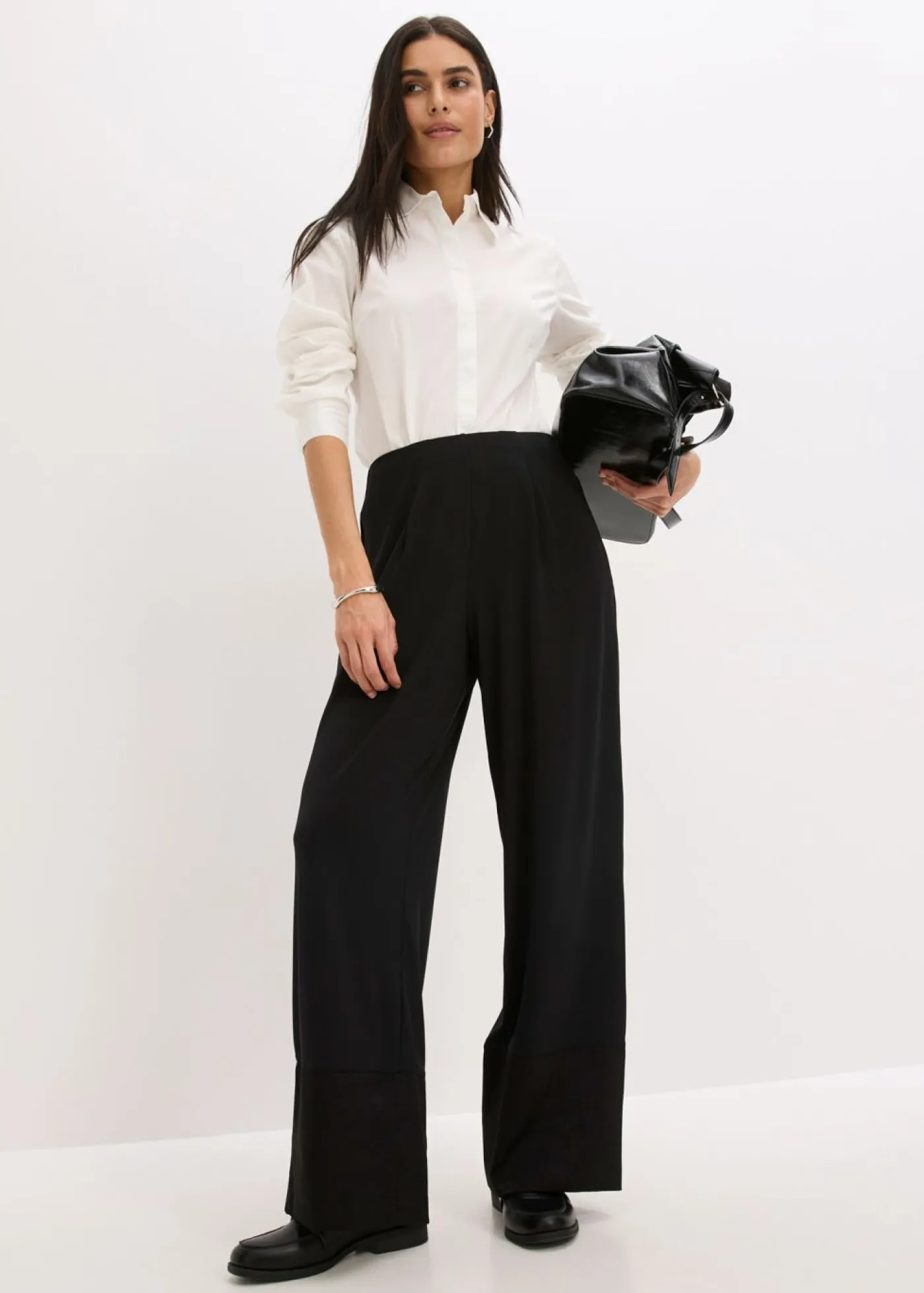 Best Pantalón de punto con ribetes de satén Mujer Pantalones