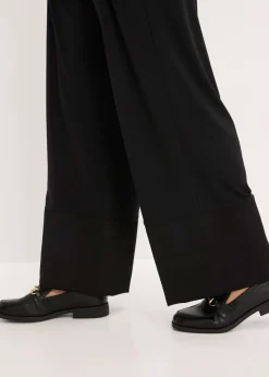 Best Pantalón de punto con ribetes de satén Mujer Pantalones