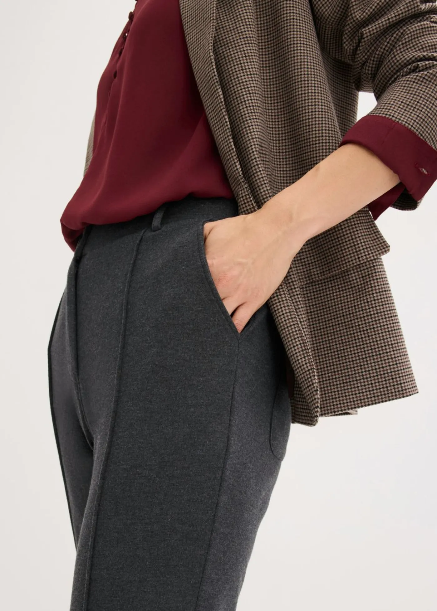 Online Pantalón de punto de algodón con ribete Mujer Pantalones
