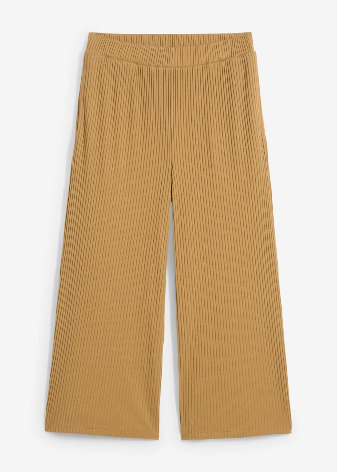 New Pantalón de punto de canalé con cinturilla cómoda Mujer Pantalones