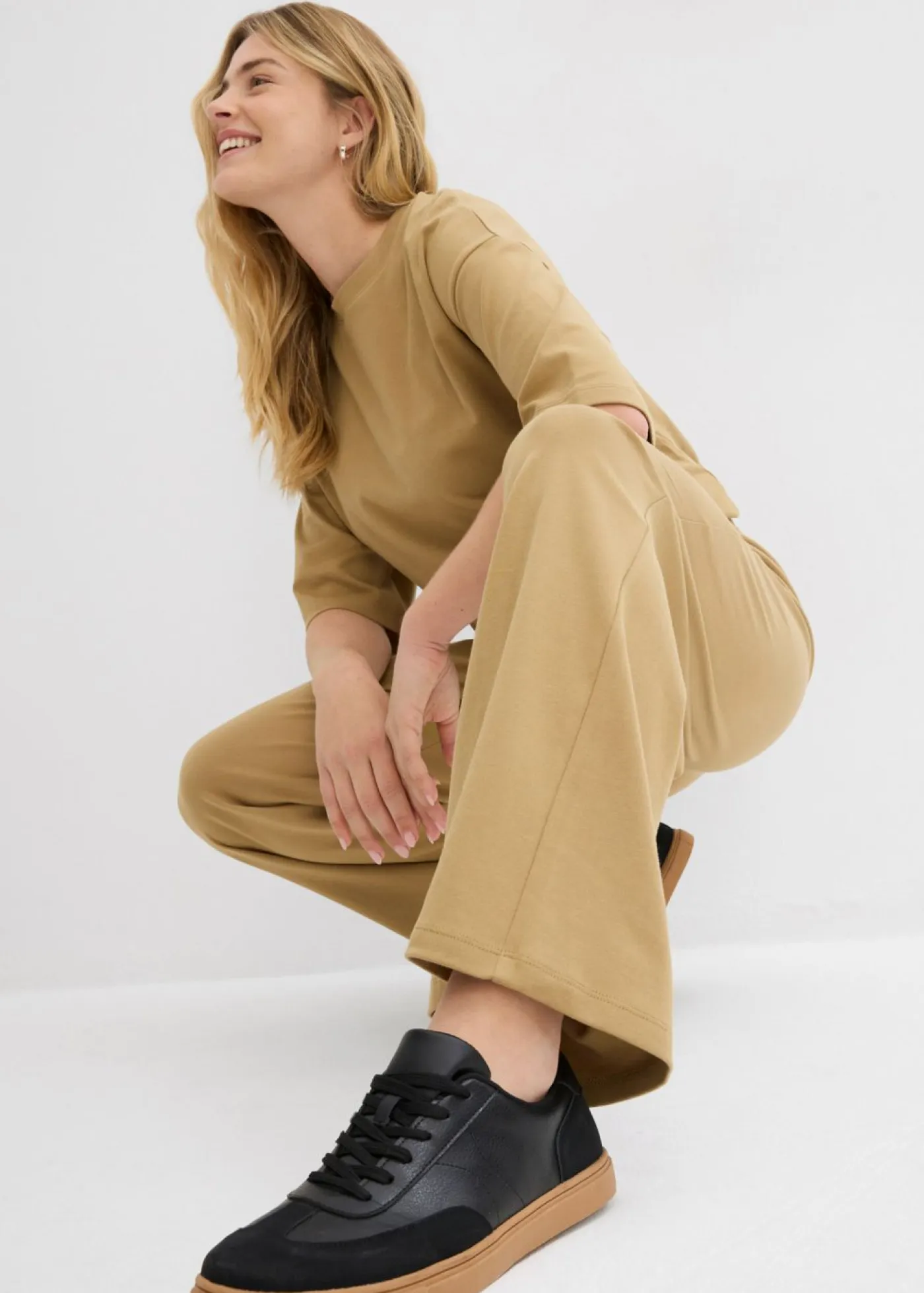 Discount Pantalón de punto de interlock Mujer Pantalones