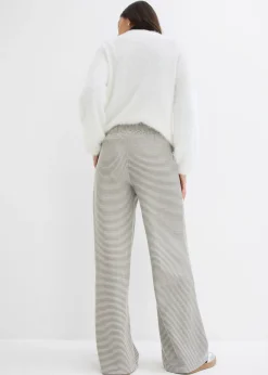Best Pantalón de punto de mezcla de algodón con cordón y diseño de rayas Mujer Pantalones