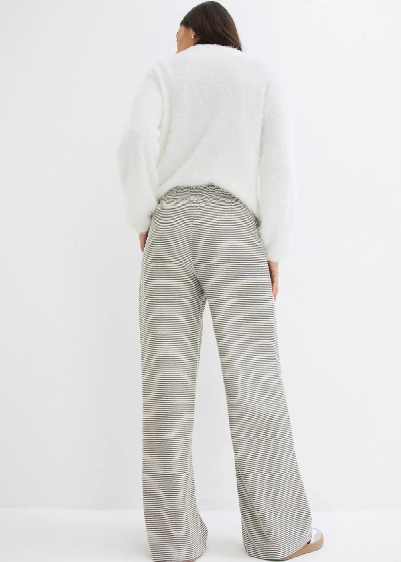 Best Pantalón de punto de mezcla de algodón con cordón y diseño de rayas Mujer Pantalones