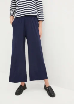 Pantalón de punto de mezcla de viscosa fluida, largo 7/8 Mujer Pantalones|Novedades