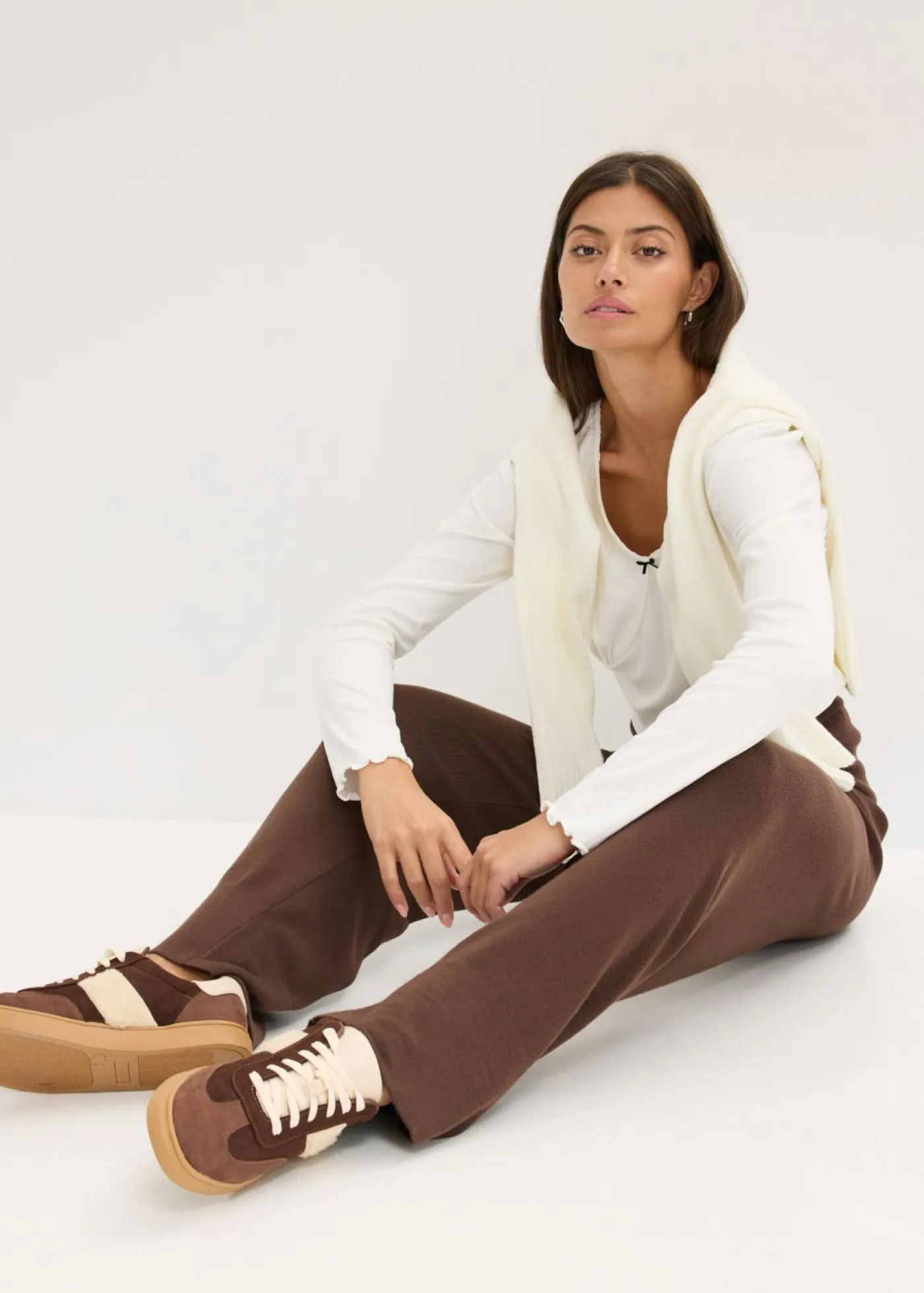 Clearance Pantalón de punto de mezcla de viscosa suave Mujer Pantalones