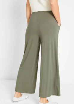 New Pantalón de punto de mezcla de viscosa fluida, largo 7/8 Mujer Pantalones|Novedades