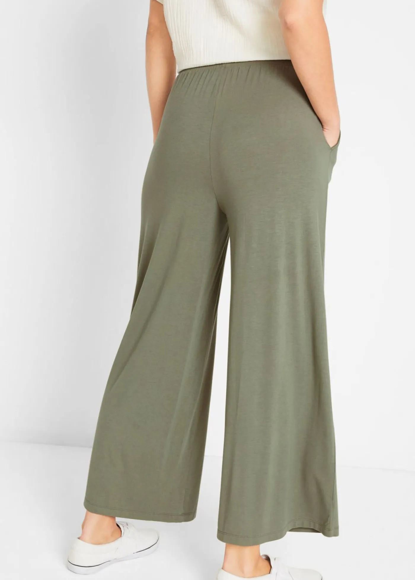 New Pantalón de punto de mezcla de viscosa fluida, largo 7/8 Mujer Pantalones|Novedades