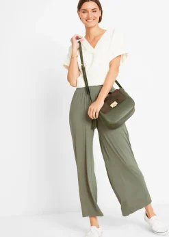 New Pantalón de punto de mezcla de viscosa fluida, largo 7/8 Mujer Pantalones|Novedades