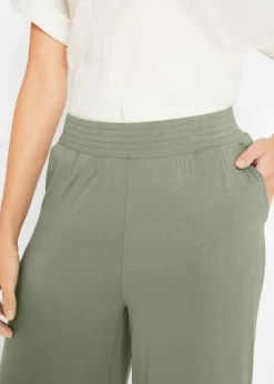 New Pantalón de punto de mezcla de viscosa fluida, largo 7/8 Mujer Pantalones|Novedades