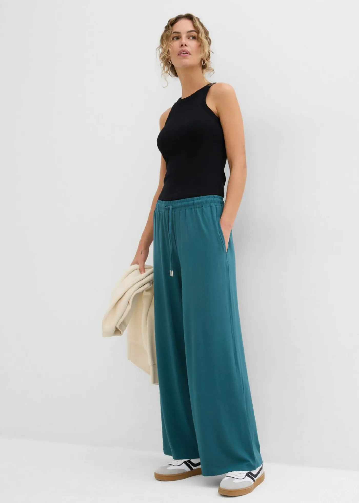 Clearance Pantalón de punto de viscosa fluida Mujer Básicos|Pantalones
