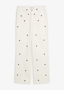 Online Pantalón de sarga con bordado Mujer Pantalones