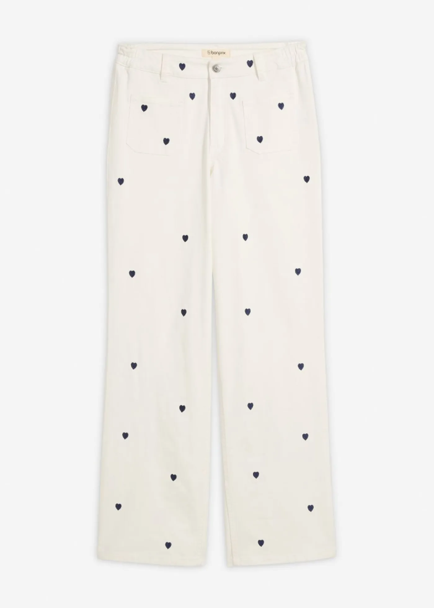 Online Pantalón de sarga con bordado Mujer Pantalones