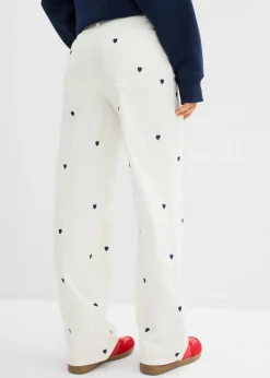 Online Pantalón de sarga con bordado Mujer Pantalones