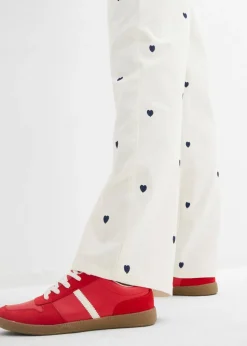 Online Pantalón de sarga con bordado Mujer Pantalones